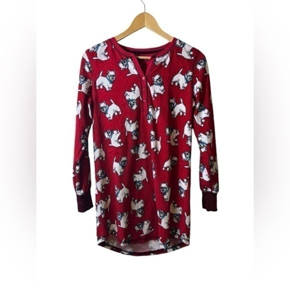 PJ SALVAGE l vintage velour medium red dogs pajama top gown